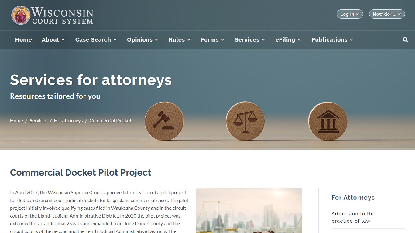 Wisconsin Court System - For attorneys - Commercial Docket Pilot Project