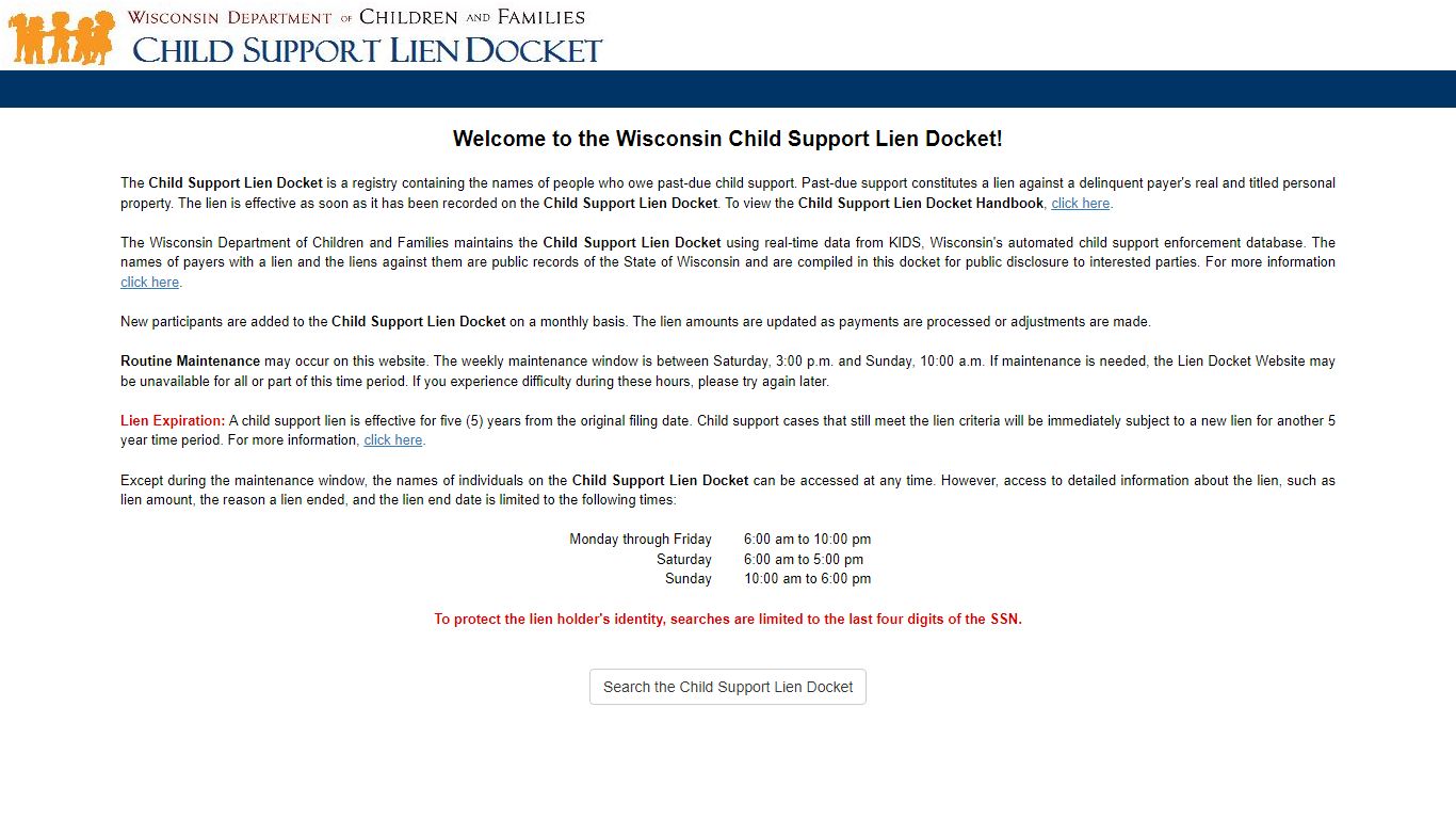 Lien Docket Welcome - Wisconsin